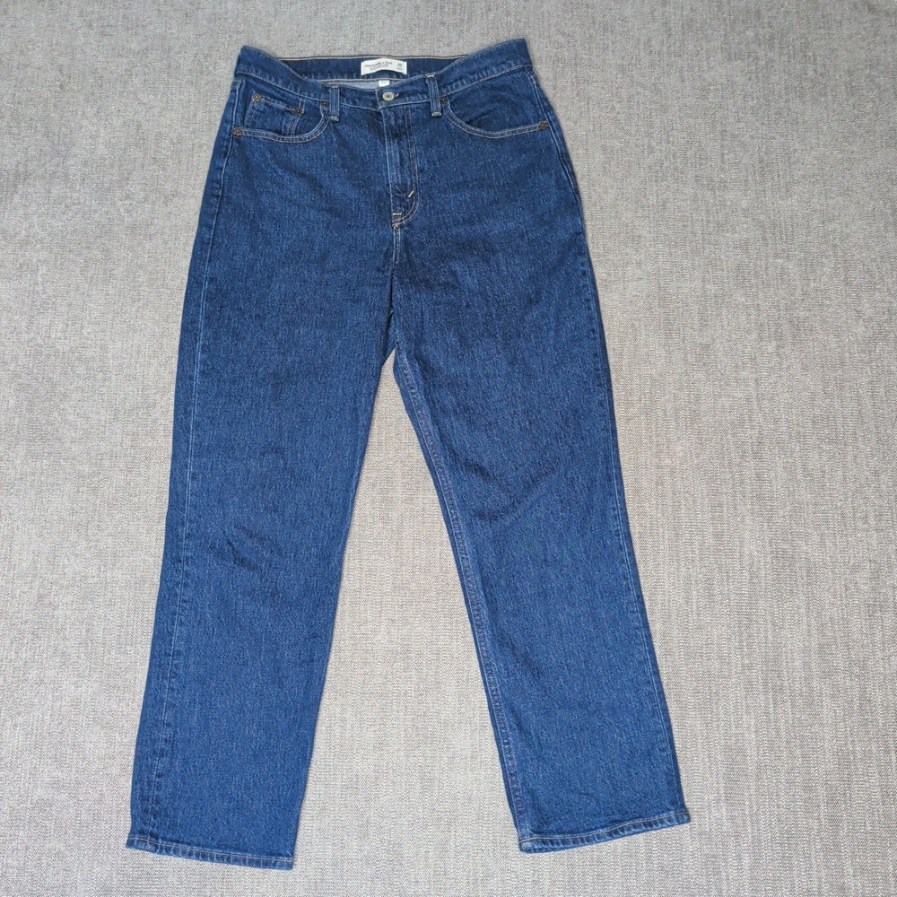 Abercrombie & Fitch Curve Love Ultra High Rise 90s Straight Jeans Blue 30 Short